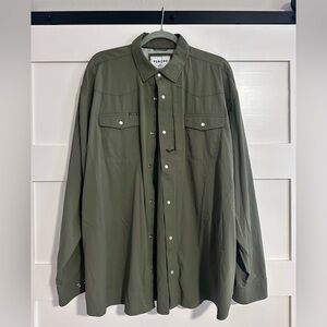 PONCHO Olive Green pearl snap Button-Up Shirt
